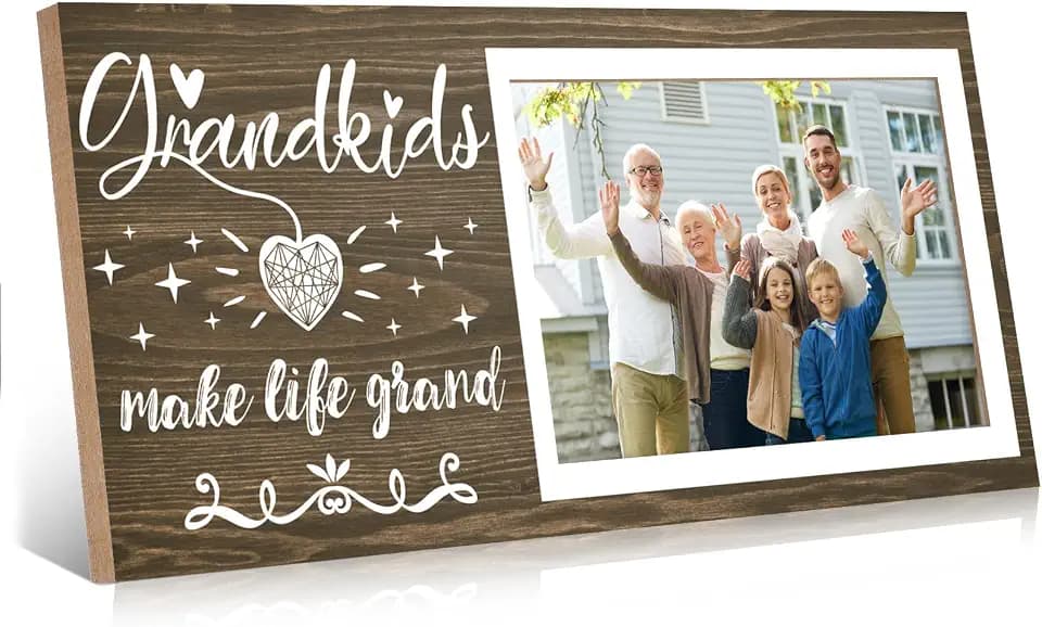 Jetec Grandkids Photo Frame, Wood Grandparents Picture Frame for Wall