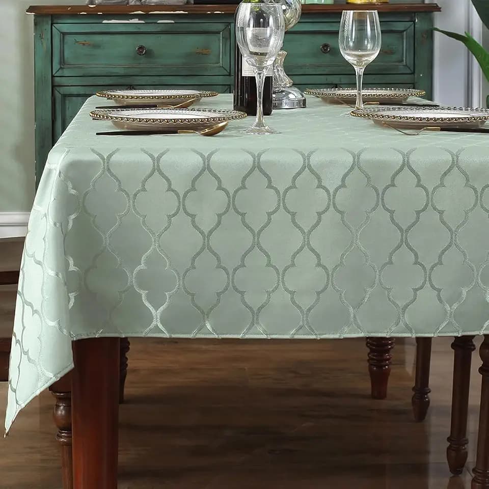 SASTYBALE Sage Green Jacquard Tablecloth, Rectangle 60" x 84"