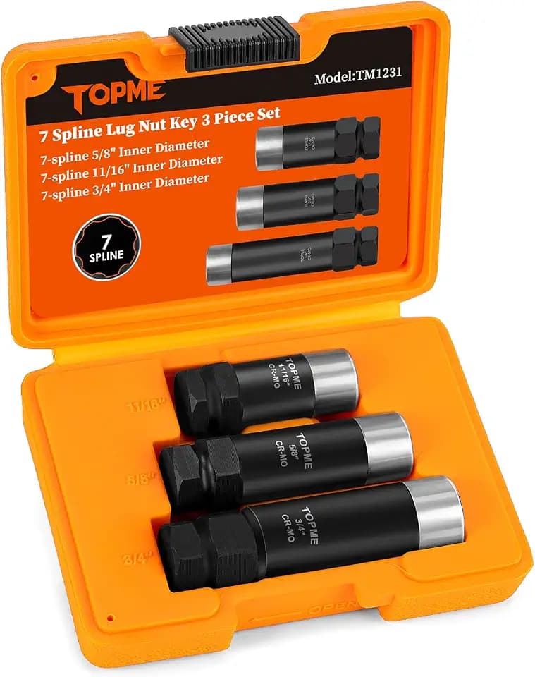 3 Piece 7 Spline Lug Nut Socket Set