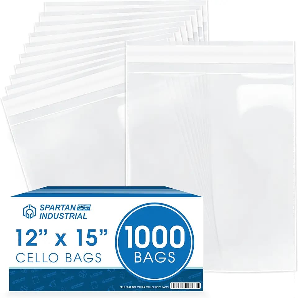 12" X 15" Self-Sealing Cellophane Bags (1000 Count) Clear Poly Packaging