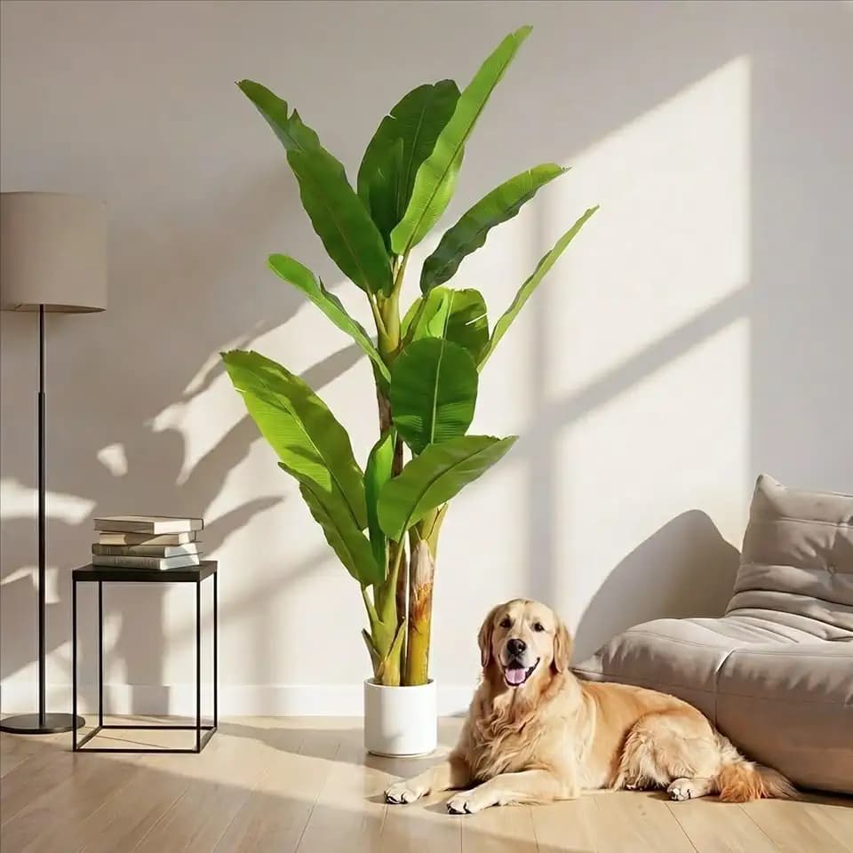 6FT Artificial Banana Tree Luxury Faux Banana Plant Fake Tree for Living Room Decor Extra Large Tropical Tree Indoor Floor Plant Home Modern Office Greenery Big Tall Fake Plants Corner Decor