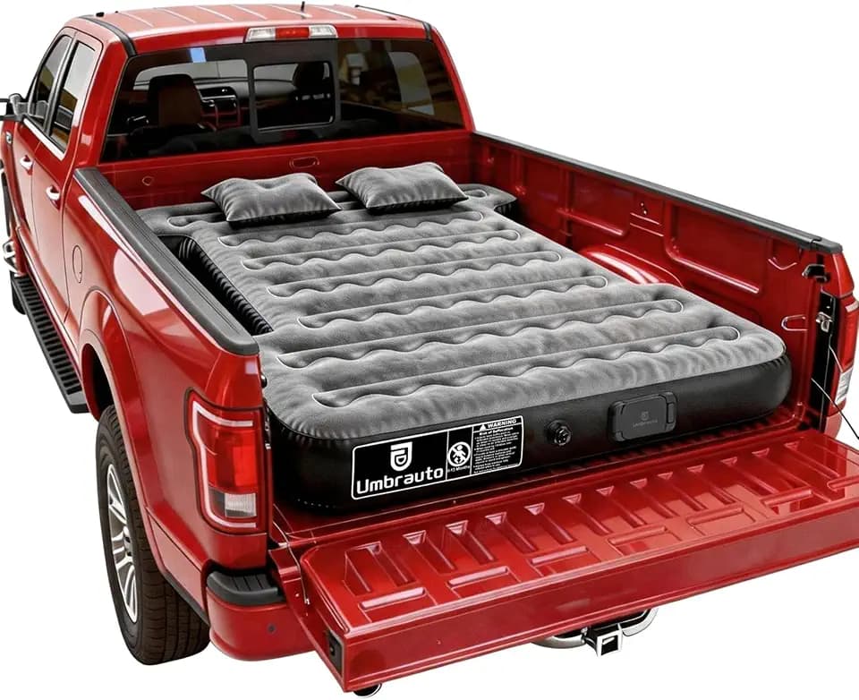 Umbrauto Built-in Pump Air Mattress for 5.5-5.8ft Short Truck Bed, Inflatable Full-Size Pickup Airbed for Ford F150, Chevy Silverado, GMC Sierra, Dodge Ram, Toyota Tundra, Nissan Titan Outdoor Camping