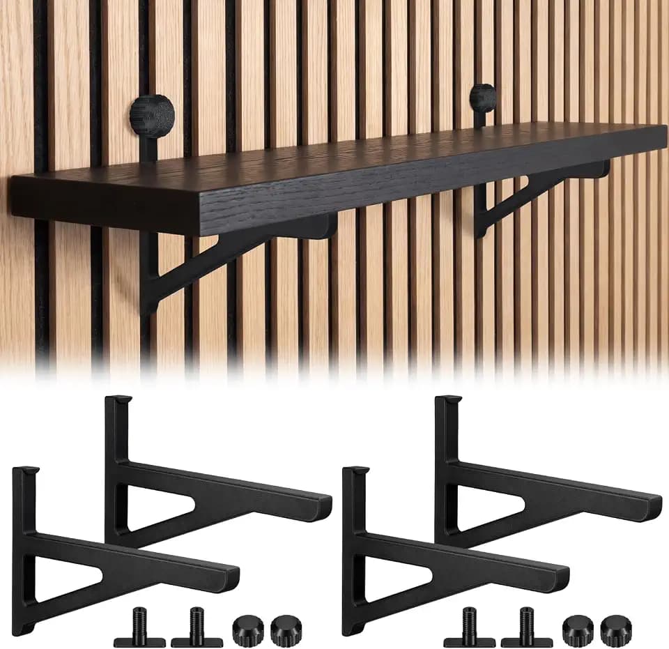 Moxweyeni 2 Sets Shelf for Acoustic Panels Wood Slat Wall Panel Accessories