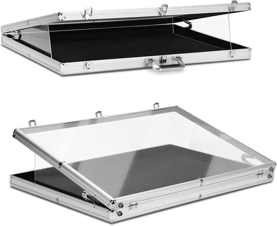 34"x22" Trade Show Display Case, Large Aluminum Card Display Case with Lock