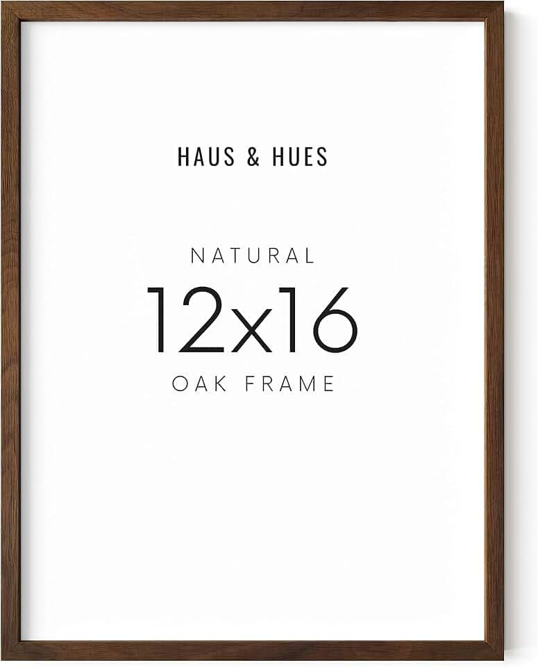 Haus and HUES Walnut 12x16 Picture Frame - Rustic Natural Wood Wall Art Display - Brown 12x16 Frame for Art Prints, Photos, Posters - Ready-to-Hang Vertically & Horizontally - Wooden Decor