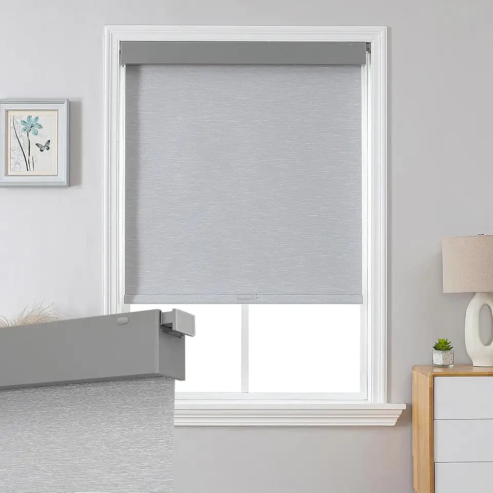 Joydeco No Drill Blackout Roller Shades, 46" W X 75" H, Grey