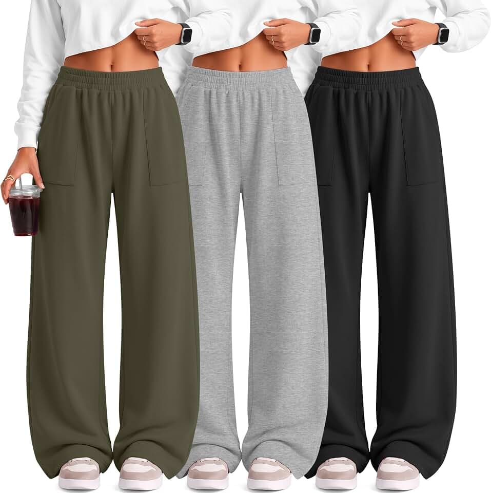 3 Pack Teen Girls Wide Leg Sweatpants Baggy Pants