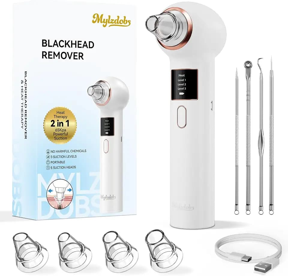 Blackhead Remover 3+1 Suction Modes Facial Pore Vacuum Cleaner (White)