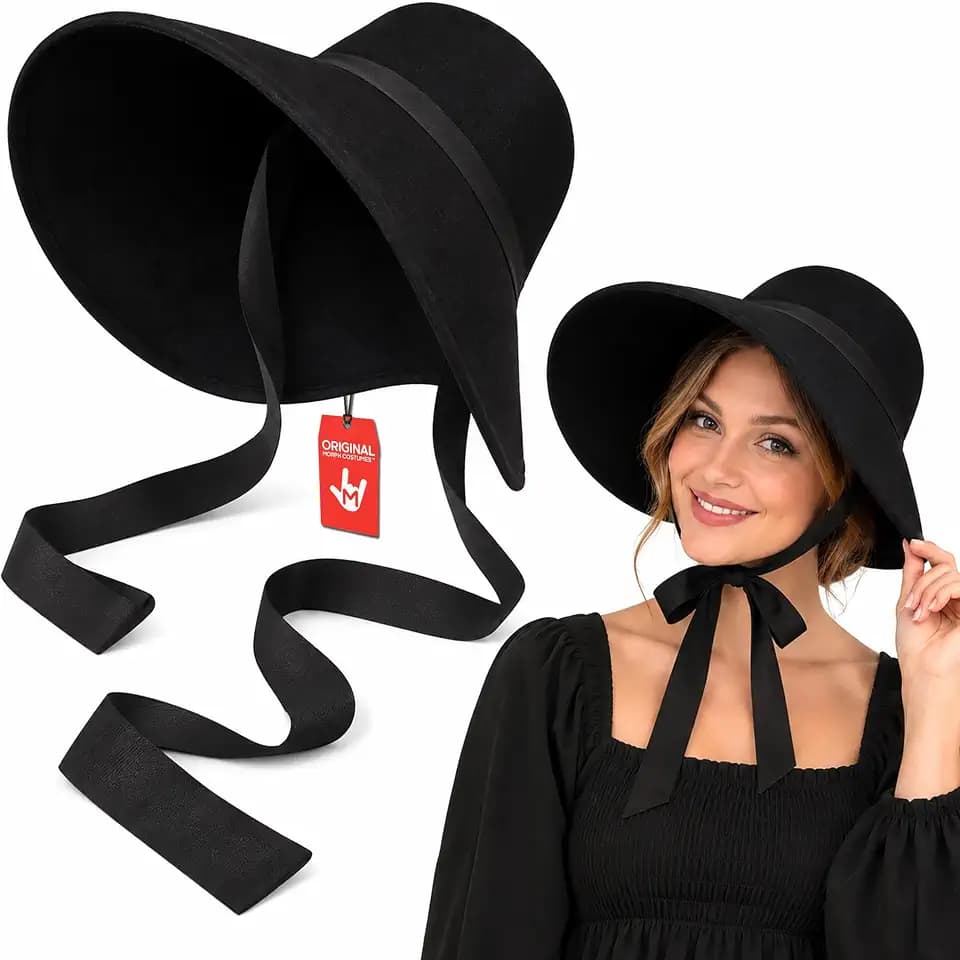 Nicky Bigs Novelties Morph Womens Colonial Pilgrim Bonnet Hat Christmas Caroler Hats Victorian Handmaids Costume Accessory