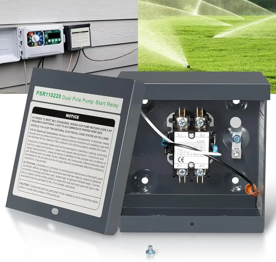 Universal PSR Pump Start 40 AMP Relay Compatible with 24 VAC Timed Lawn Controllers, Compatible with 110 or 220 VAC 3/4 Hp Thru 5 Hp* Single Phase Pumps, Replace for Rainbird PSR Pump Start PSR110220