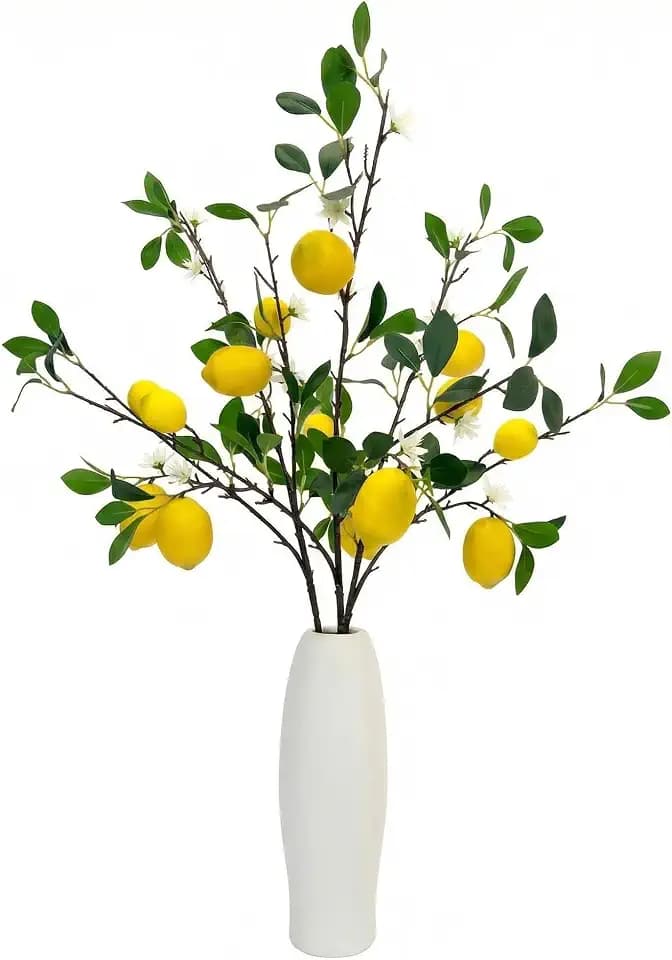 Artificial Lemon Stems 3 Pack 37 Inch Faux Lemons