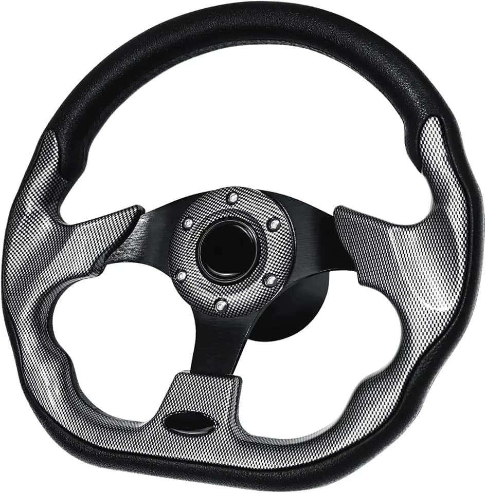 LOSCHEN Boat Steering Wheel Polyurethane Leather with 3/4" Axle Marine Steering Wheel Adapter for Marine Boats,Vessels,Yachts,Pontoons Boat-Black Square
