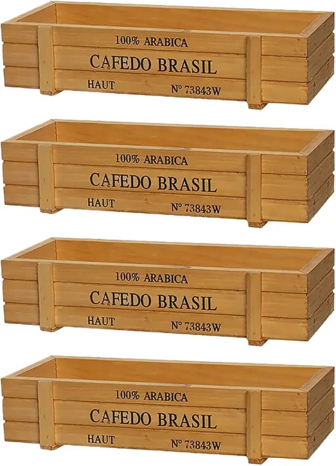ARTIBETTER Handmade Rustic Antique Wooden Box Desktop Wine Tool Organizer 4-pack Storage Box 8.66 X 3.54 X 7.87 in Multifunctional Decorative Storage Case for Home Bar Kitchen