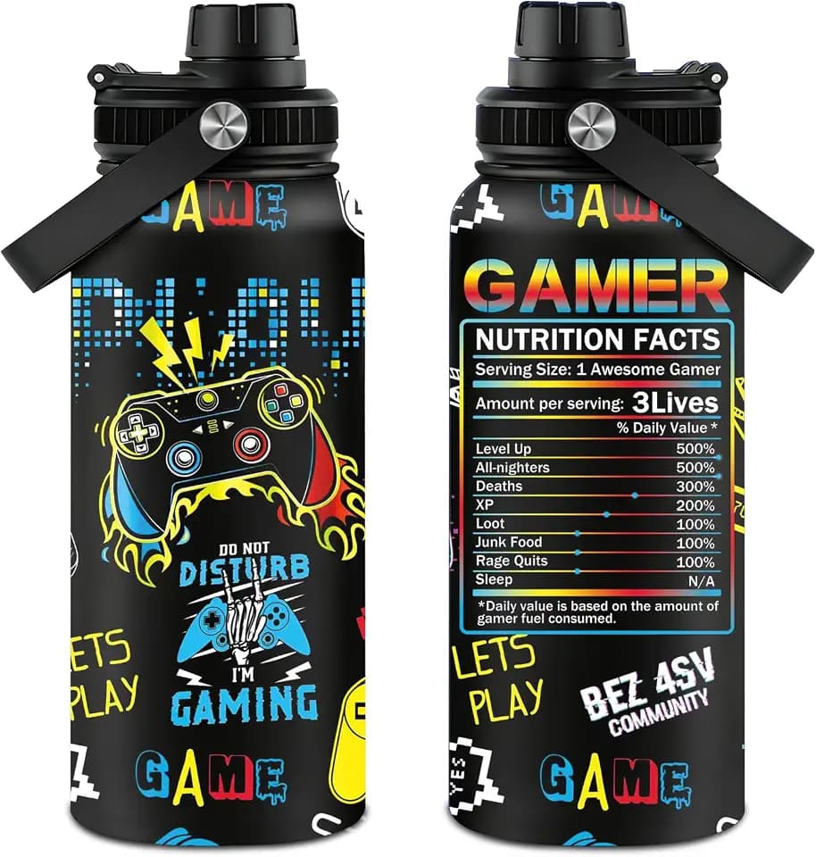 Gamer Gifts - Gaming Gift for Men Boys - 32oz Gaming Water Bottle