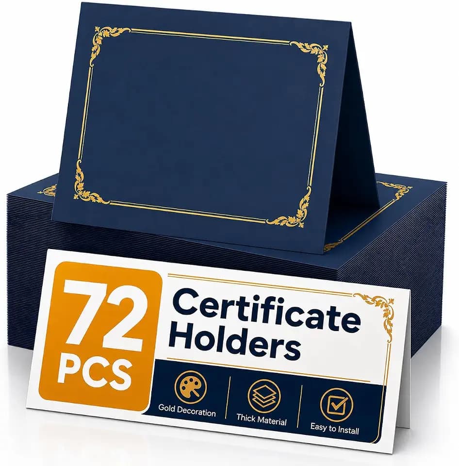 72 Packs Certificate Covers, 250gsm Navy Blue Diploma Holders with Gold Foil Border, Suitable for Inner Pages with a Size of 8.5x11 Award Certificates, Document Papers, Paper Card Stock