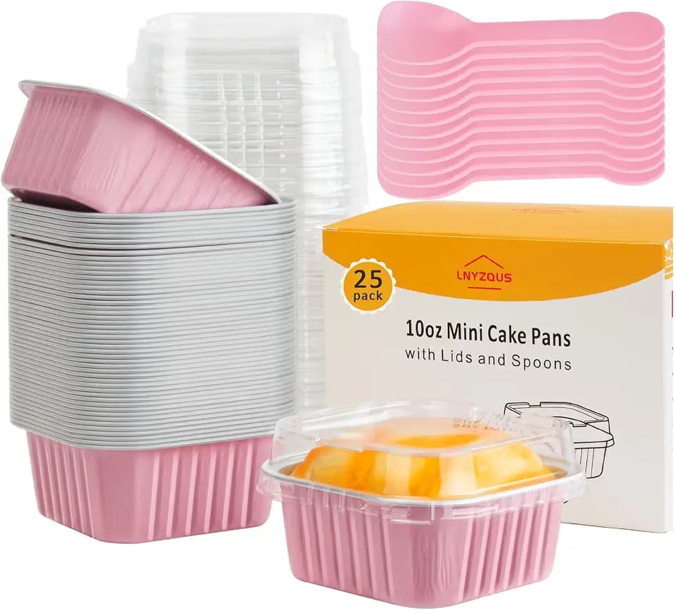 LNYZQUS 10oz Mini Cake Pans with Lids, Small Cinnamon Roll Containers