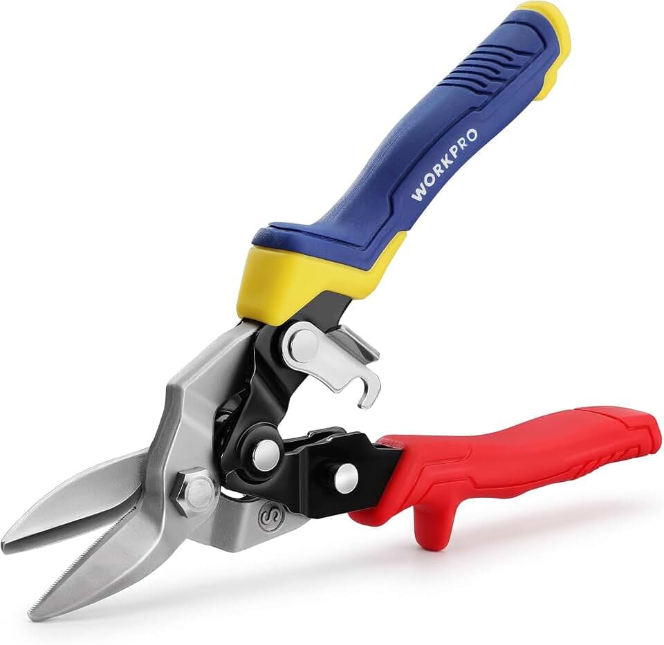 WORKPRO 8 Inch Aviation Snips, Heavy Duty Metal Cutter, Straight Cut