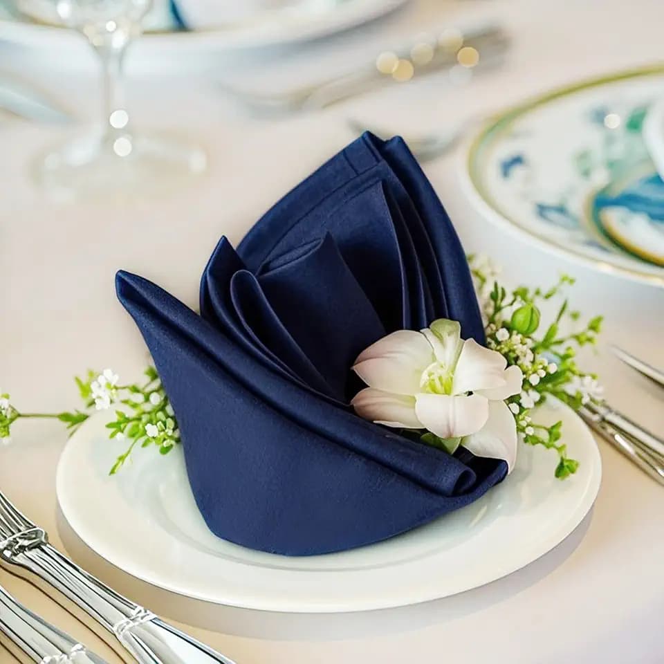FOLINS&HOME Navy Blue Cloth Napkins Set of 6 Decorative 17x17 Inch Napkins