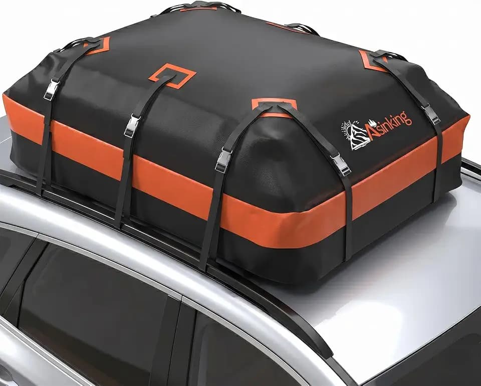 Asinking Car Rooftop Cargo Carrier Bag 21 Cubic feet Waterproof Car Roof Top Bag for All Cars with/Without Rack, Includes Anti-Slip Mat, 10 Reinforced Straps, 6 Door Hooks, Luggage Lock