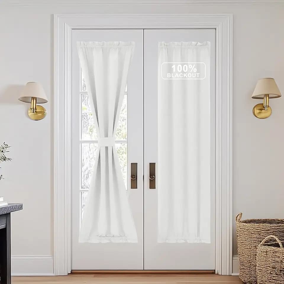 NICETOWN White Dove Linen French Door Curtain for Windows Privacy