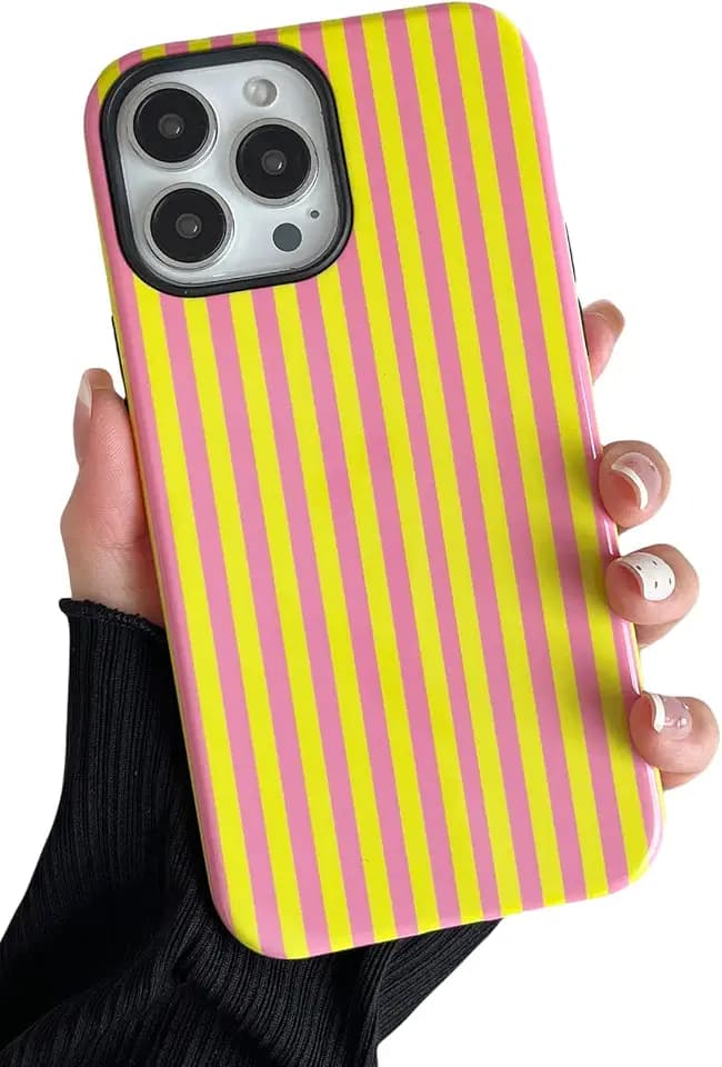 Longlayss Compatible with iPhone 15 Pro Max Case Cute Striped Phone Case
