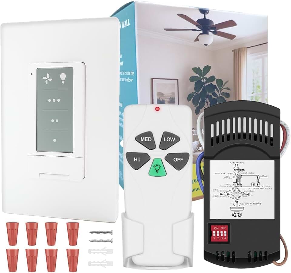 Ceiling Fan Remote Control Kit, Adjustable 3 Speed and Light Dimmer
