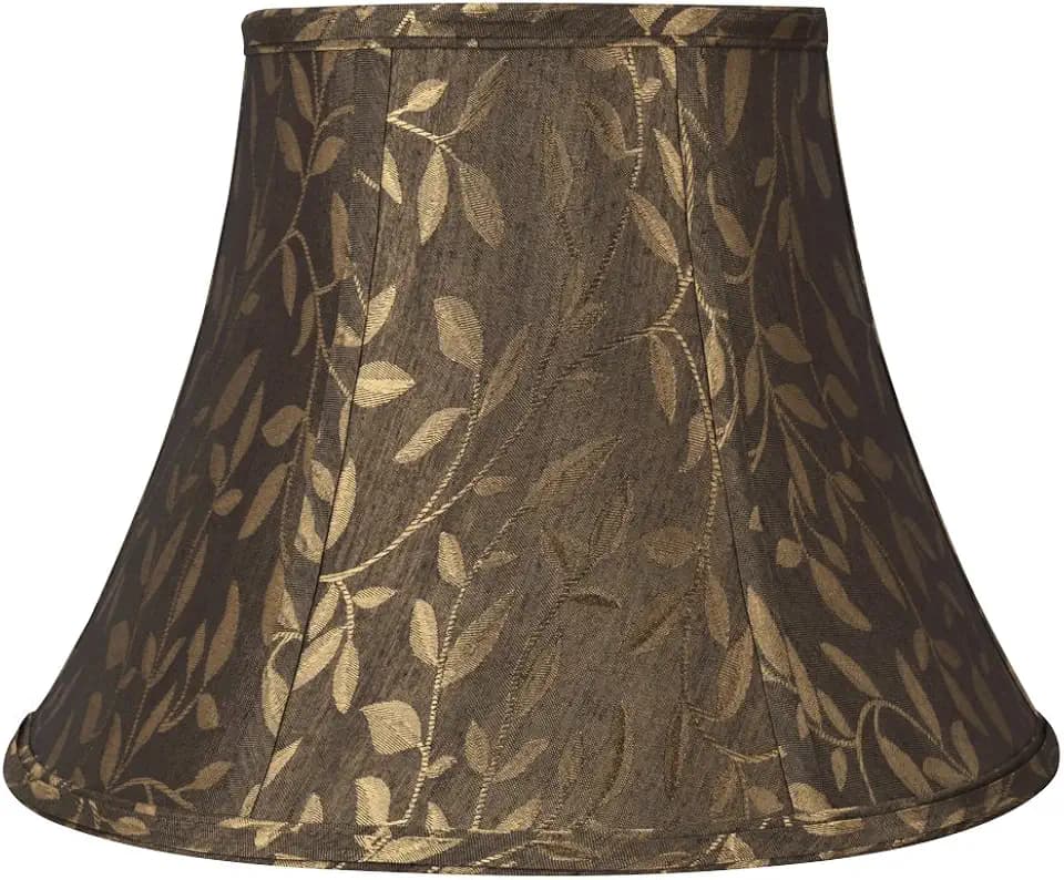 Aspen Creative 30224A Transitional Bell Shaped Spider Construction Lamp Shade, Brown, 7" Top x 13" Bottom x 9-1/2" Slant Height