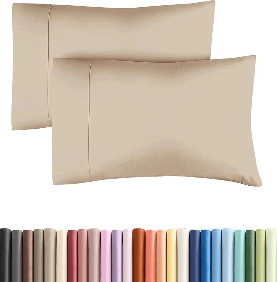 Queen Pillow Cases - 2 Pack Soft Pillowcase Covers - 20" x 30" (Cream)