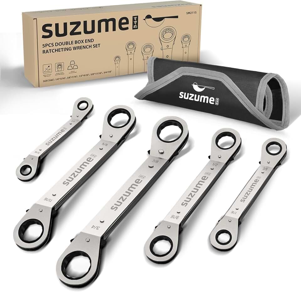 SUZUME Offset Box End Reversible Ratcheting Wrench Set SAE 5PCS
