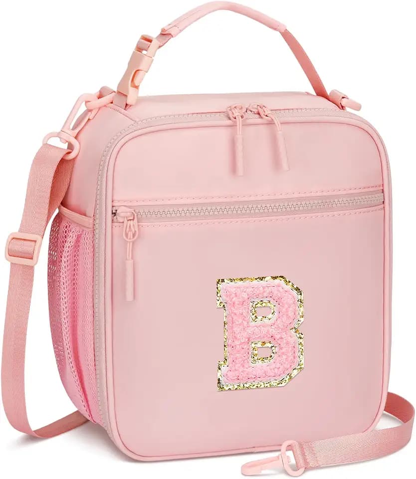Lunch Box Kids Large Initial Insulated Lunch Bag for Girls