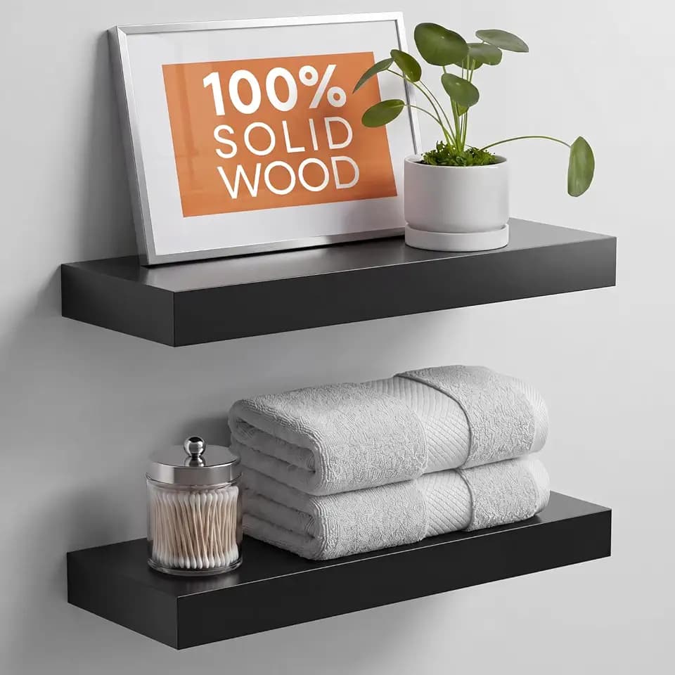 Homeforia 18 Inch Floating Shelves, High-End Solid Pine Wood, Set of 2