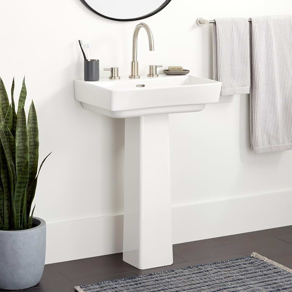 Signature Hardware Pentero 23" Fireclay Pedestal Sink