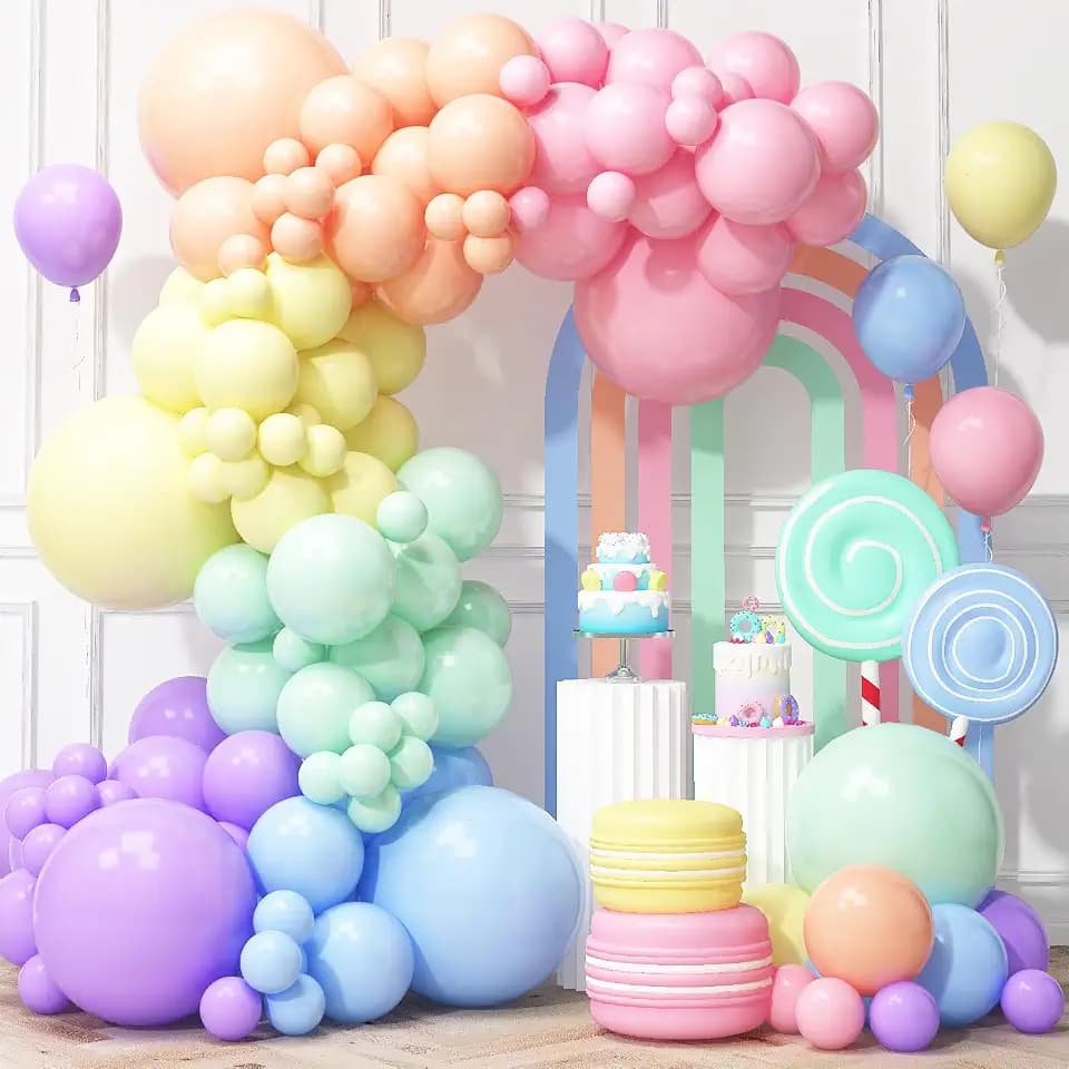 Pastel Rainbow Balloons Arch Garland Kit for Pastel Party Decor