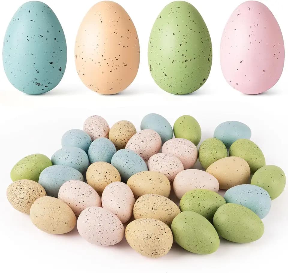 24/16/36 Pcs Easter Speckled Eggs, 2.4" Multi Colors Plastic Eggs for Easter Decorations, Pastel Easter Decor,Bowl & Vase Filler, Easter Basket Filler and Spring Table DIY Decor