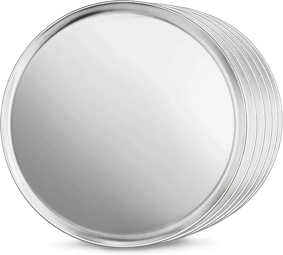 New Star Foodservice 51025 Aluminum Pizza Pan, 12-Inch, Pack of 6