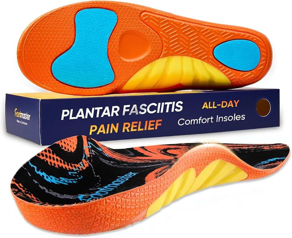 Footmaster Orthopädische Einlegesohlen für Plantarfasziitis – Fußgewölbestütze für Plattfüße – Linderung von Fußschmerzen – Fersensporn Einlagen für Damen und Herren