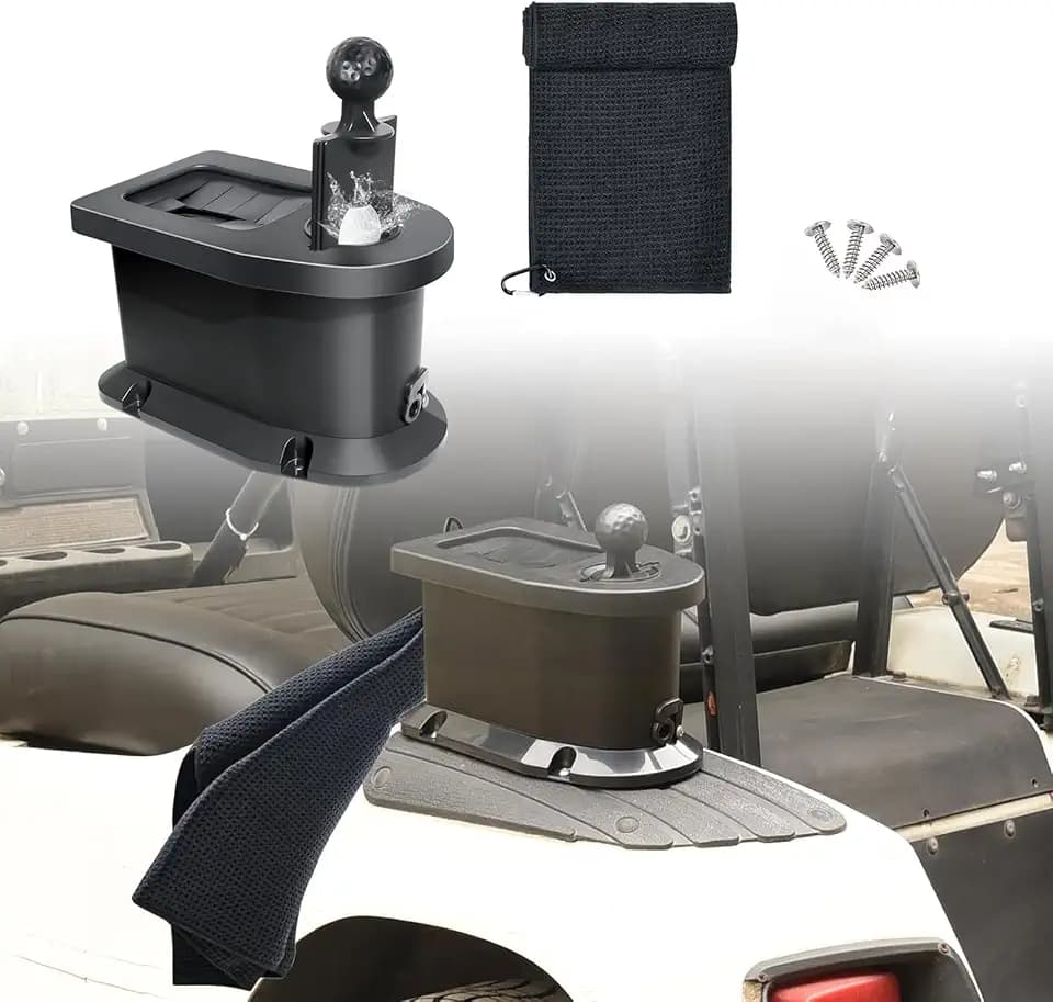 Universal Golf Cart Ball Washer and Club Cleaner Kit with Golf Towel