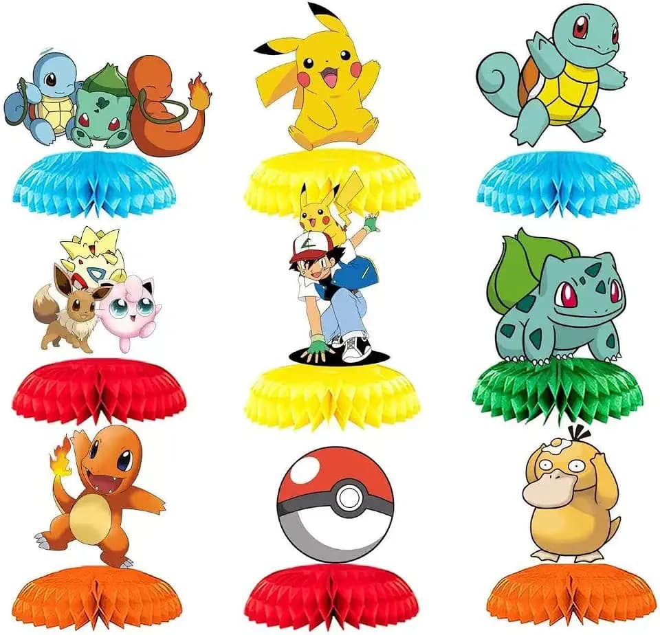 anime Birthday Party Supplies , 9Pcs Honeycomb Centerpieces for Toy animen Decorations, Double Sided Table Decorations Centerpieces Party.