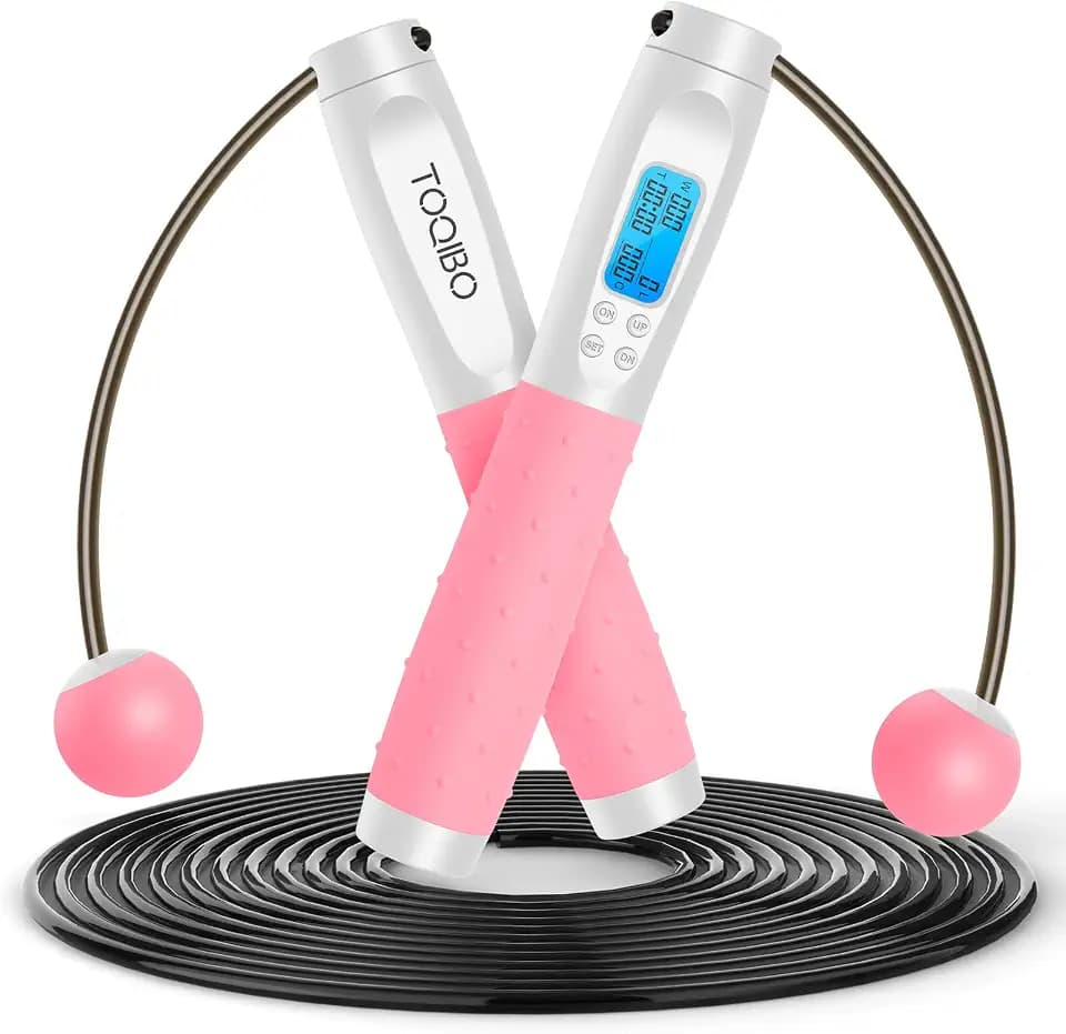 Springseil mit digital Zähler, Profi Kugellager & Anti-Rutsch Griffe, Verstellbares Speed Rope Seilspringen Training, Fitness, Boxen, Abnehmen für Kinder und Erwachsene