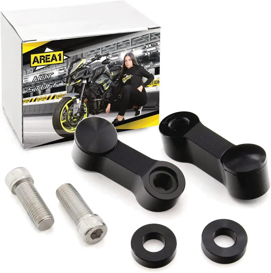 Area1 2xM10 Rechtsgewinde premium CNC Motorrad Rückspiegel Verbreiterung/Verlängerung/Adpater kompatibel mit Honda Kawasaki Suzuki Ducati Husqvarna Beta Fantic Brixton Derbi Benelli Aprilia Rieju KSR
