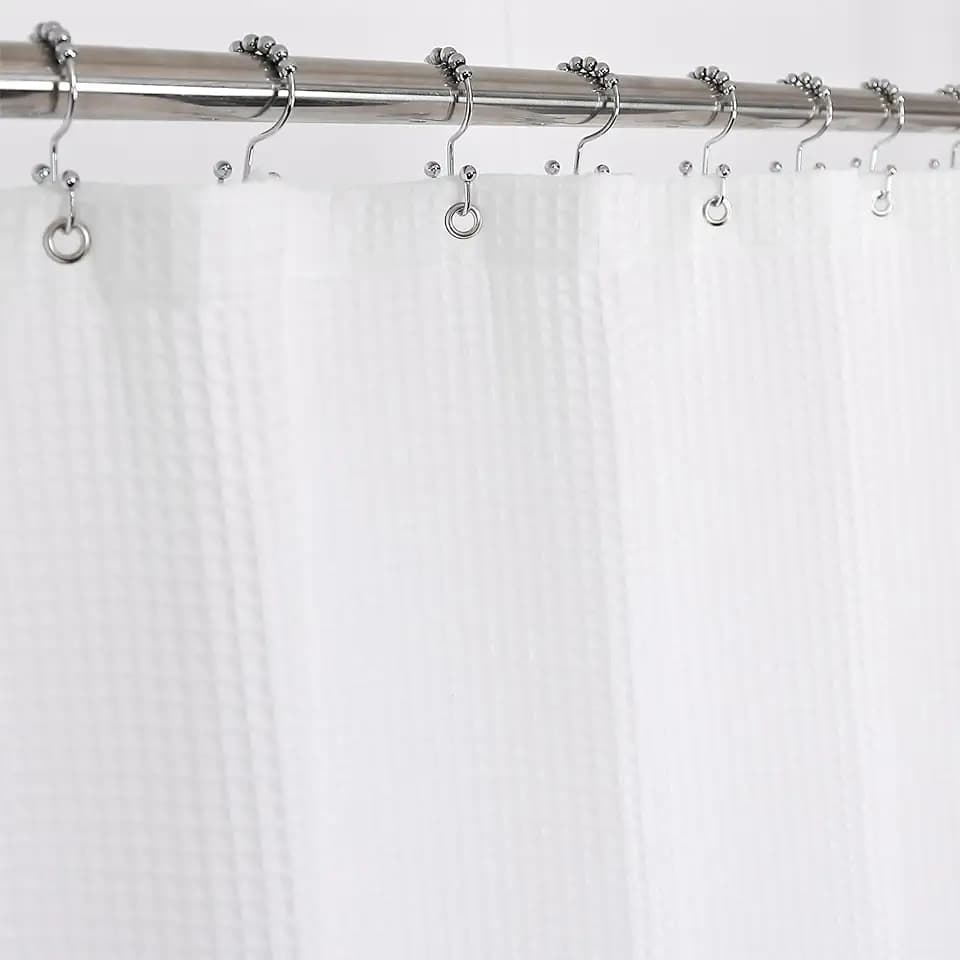Barossa Design Waffle Weave Shower Curtain Fabric White, 72x72