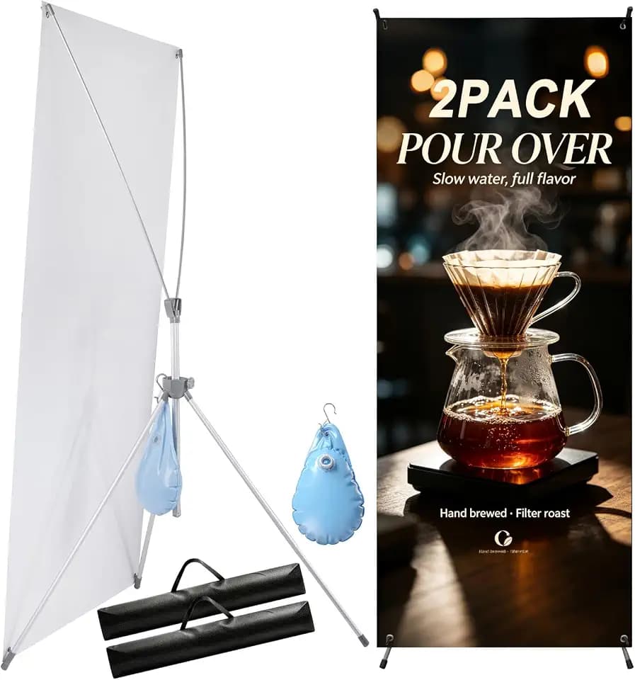 YOSE X Banner Stand (2Pack) Adjustable Size 23x63 to 32x78 Inch with Water Weight Bag, Portable Light Aluminum X Frame Poster Stand for Trade Show Display, Banners Not Included