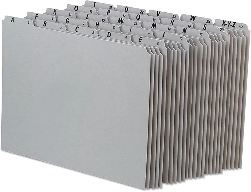 Pendaflex A-Z Top Tab Recycled Gray Pressboard 1/5-Tab File Guides, Letter, 25/Set (PN925)
