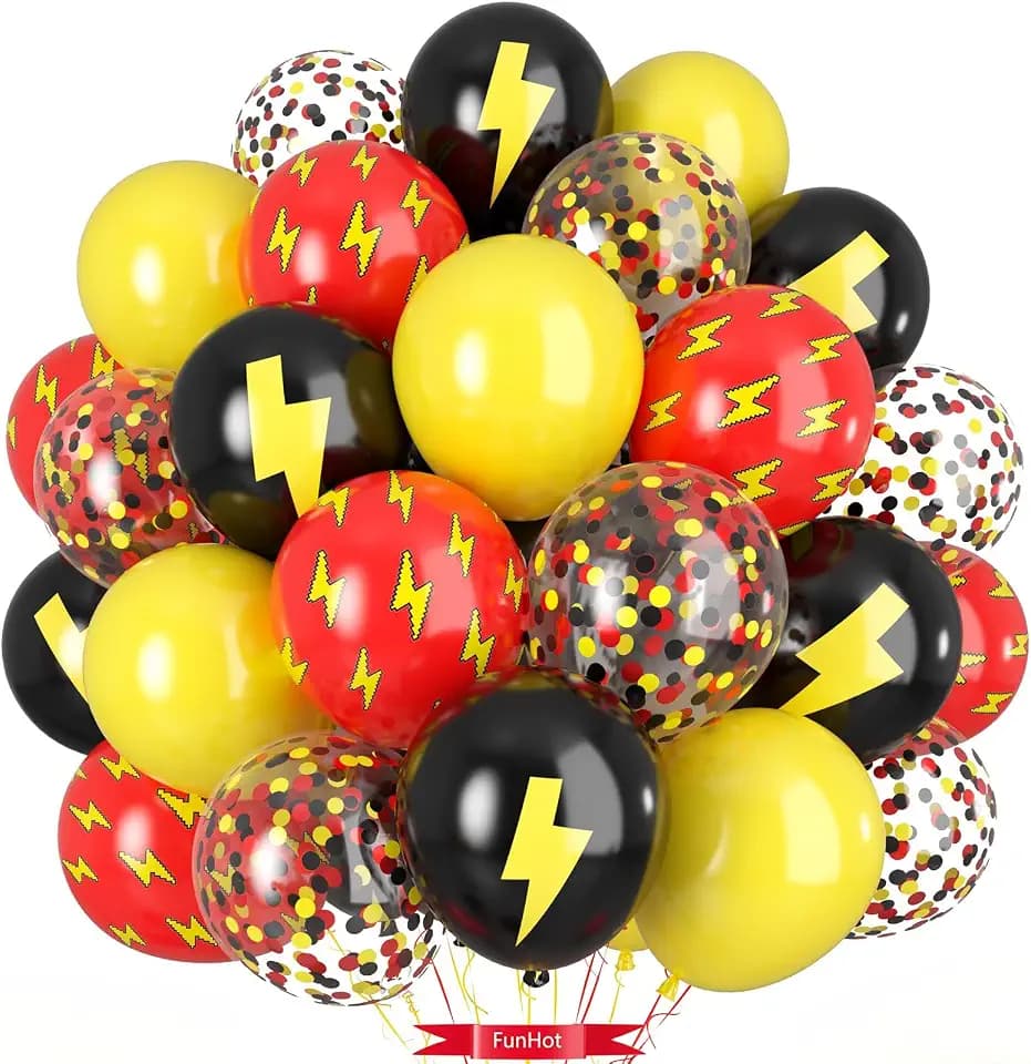 50PCS Red Yellow Black Balloons for Lightning Birthday Party Decorations