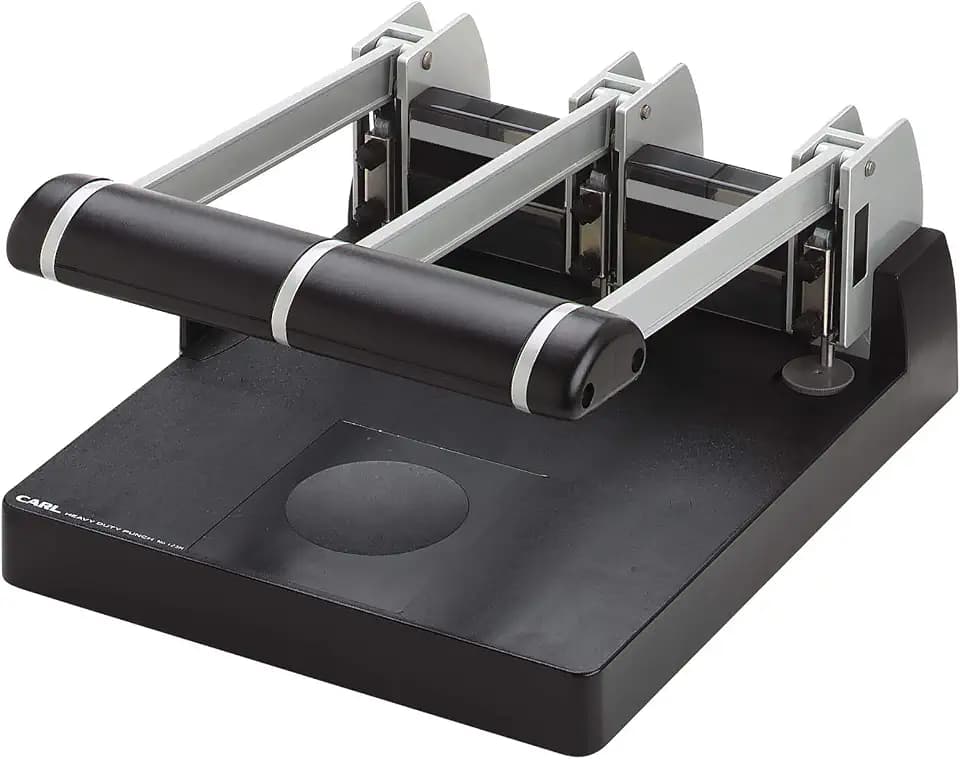CARL, XHC-150N, Heavy Duty 3-Hole Punch – 150 Sheet Capacity, Precision Alignment, Ergonomic Handle, Jam-Free Steel Construction – Professional Paper Punch for Office, School, or Binder Use.
