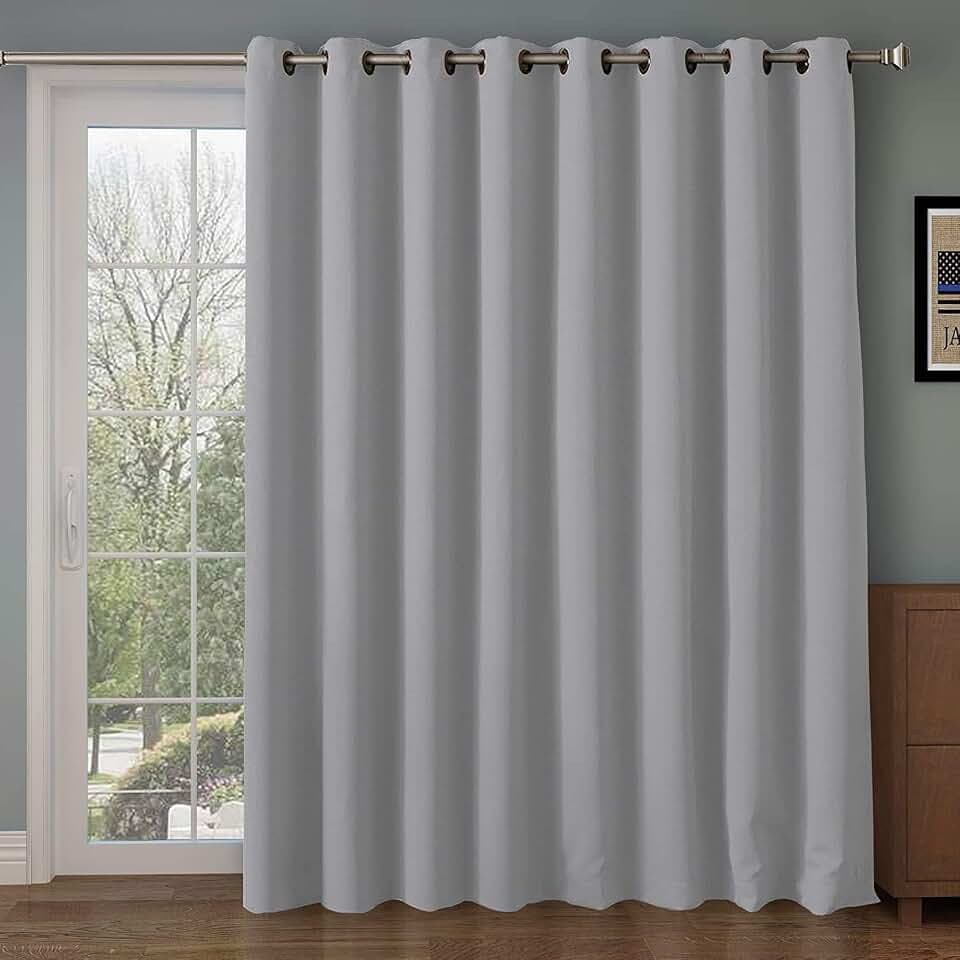 Rose Home Fashion Blackout Sliding Door Curtains, Room Darkening Thermal Insulated Curtains for Living Room Bedroom, Sliding Glass Door Drapes, 1 Panel, W100 x L108, Grey