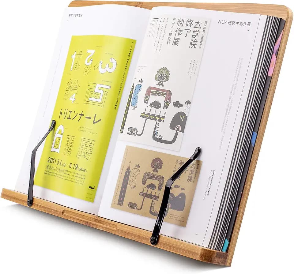 Large A+ (15.4 x 11) Inch XL Bamboo Book Stands for Reading Hands Free