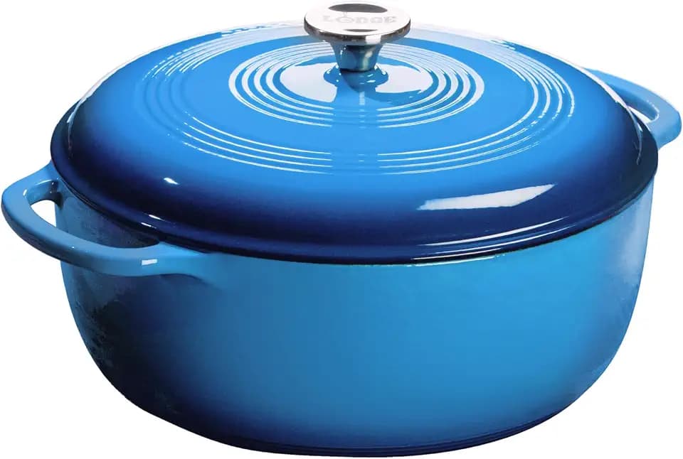 Lodge Essential Enamel Cast Iron Dutch Oven, 7.5 Quart, Caribbean Blue