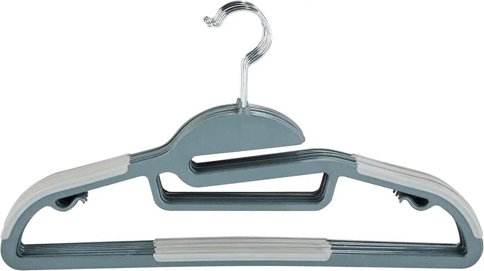 Simplify 40 Pack Ultimate Hanger | S-Shape Collar Saver | Ultra-Thin | Non-Slip | Accessory Bar | Belts | Scarves | Ties | Tank Top | Closet Organization | Dark Grey