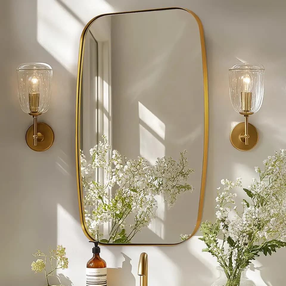 ANDY STAR Oval Mirrors for Bathroom, 20x28 Gold Bathroom Vanity Mirror with Metal Frame, Brass Oblong Mirror for Over Sink, Modern Anti Rust Wall Mounted